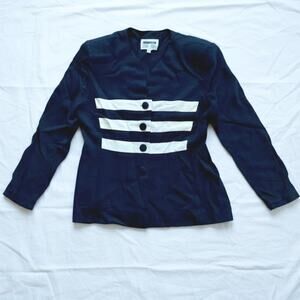 Lori Snyder Dani Max Vintage Black Striped Blazer Jacket Womens Medium / Large